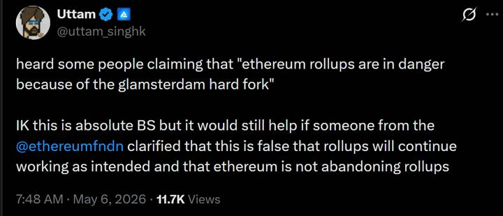 Developer commentary regarding Ethereum’s upcoming Glamsterdam upgrade
